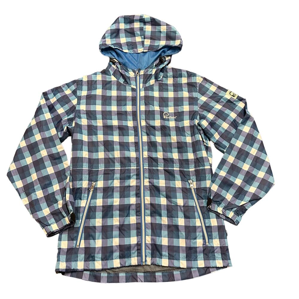 Penfield Womens blue plaid light windbreaker jacket Size medium